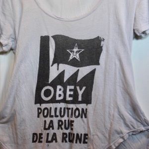 Cream obey t-shirt