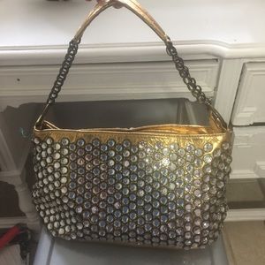 Betsey Johnson Gold Crystal Chain Purse