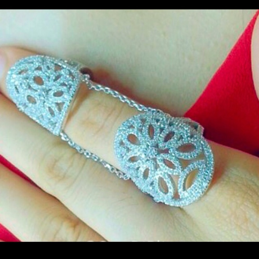 .925 silver full finger joint, knuckle ring