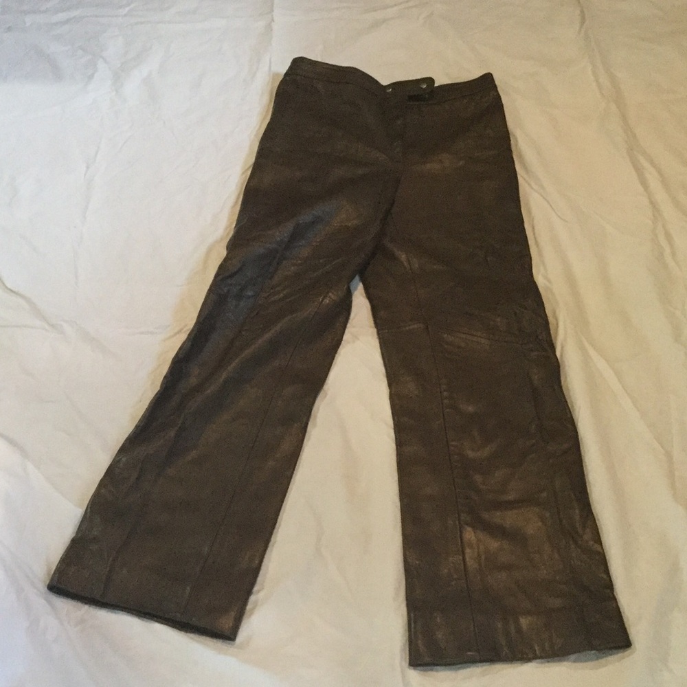 Brown leather pants