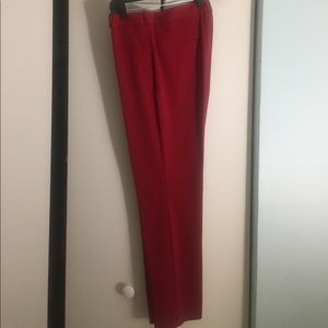 Red slim cut pencil style dress pants