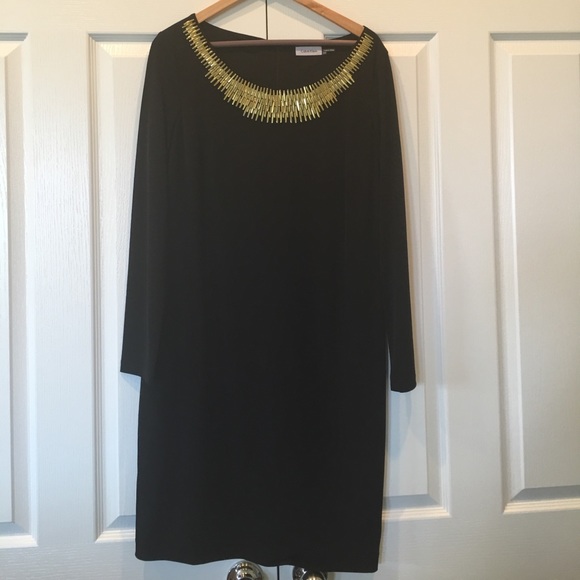 Calvin Klein Dresses & Skirts - Calvin Klein gold Jeweled dress