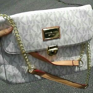 White MK leather bag