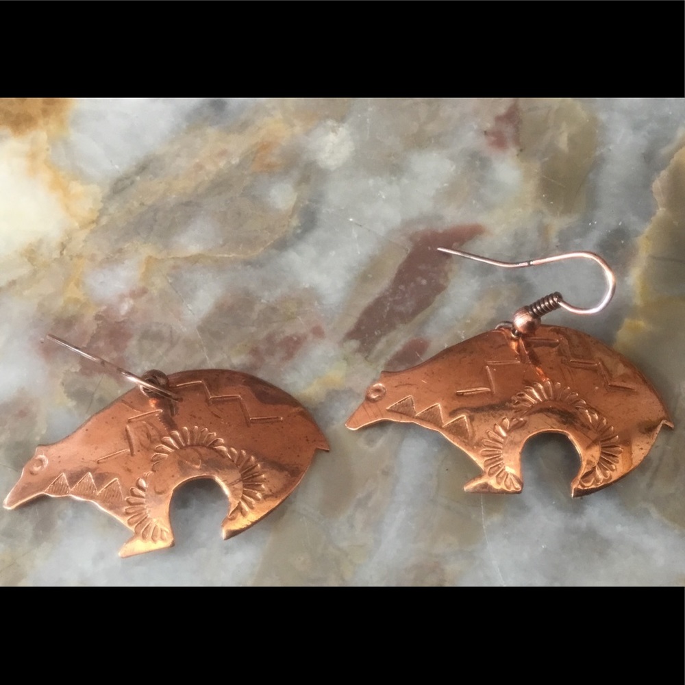 🔆NATIVE AMERICAN EARRINGS BEARS COPPER UNWORN🔆