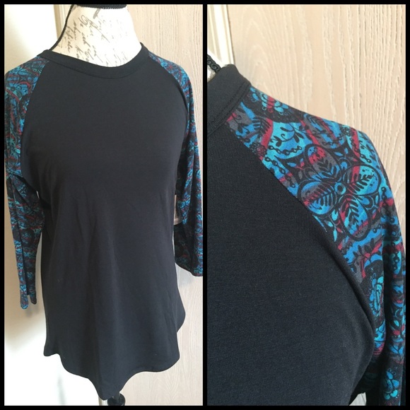 LuLaRoe Tops - Black Randy with Fun Patterned Sleeves NWT