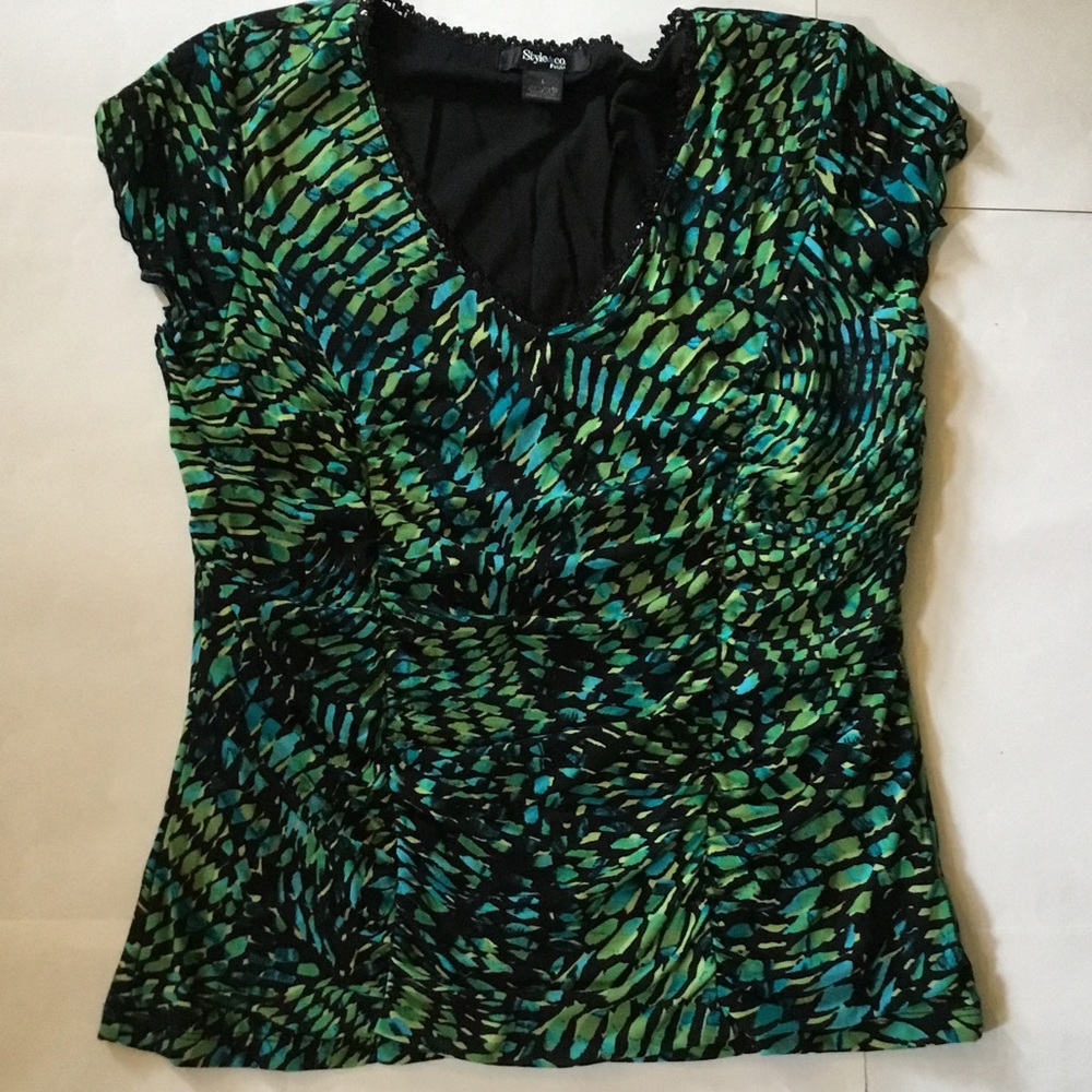 Cute Black, Turquoise, Green Career/ Casual Top