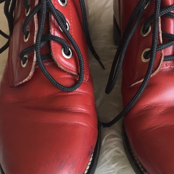 Vintage Fire Engine Red Justin Boots - Picture 2 of 6