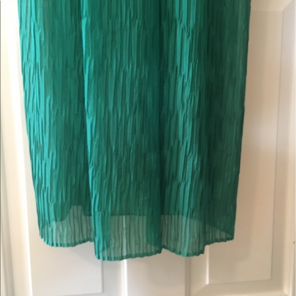 Zac Posen Green Silk Strapless Gown pleated - Picture 3 of 6