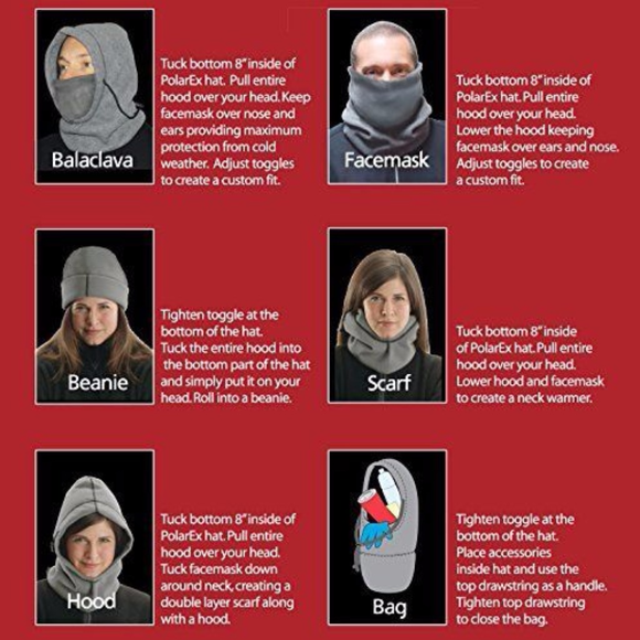 🔥NEW🔥 6-in-1 Fleece Hoodie Balaclava Navy Unisex - Picture 2 of 3