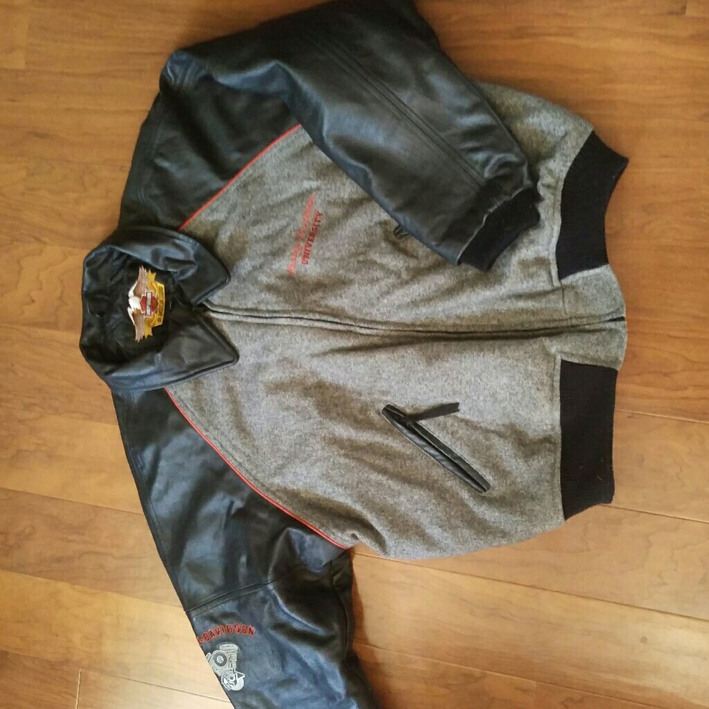 Mens Harley Davidson Leather and Wool Jacket
