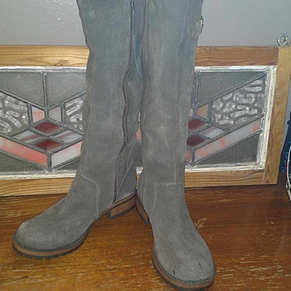 Boots grey suede riding boot Merona leather