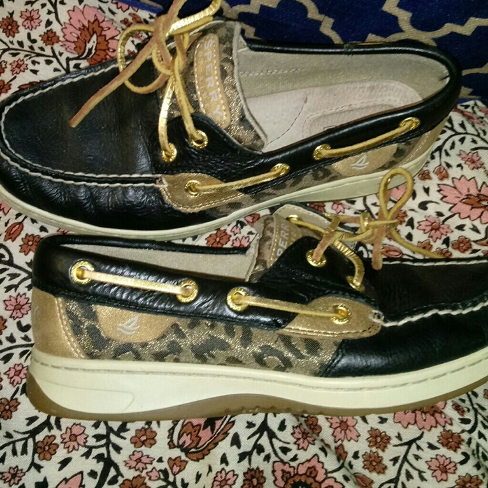 LIKE NEW! Navy Blue and Rose Gold Sperry's