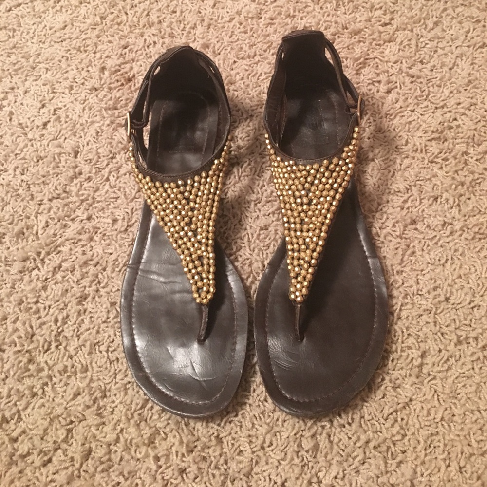 Brown and Gold Sandals