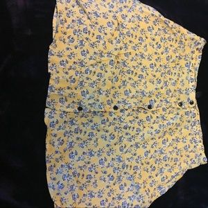 yellow black rose printed skirt