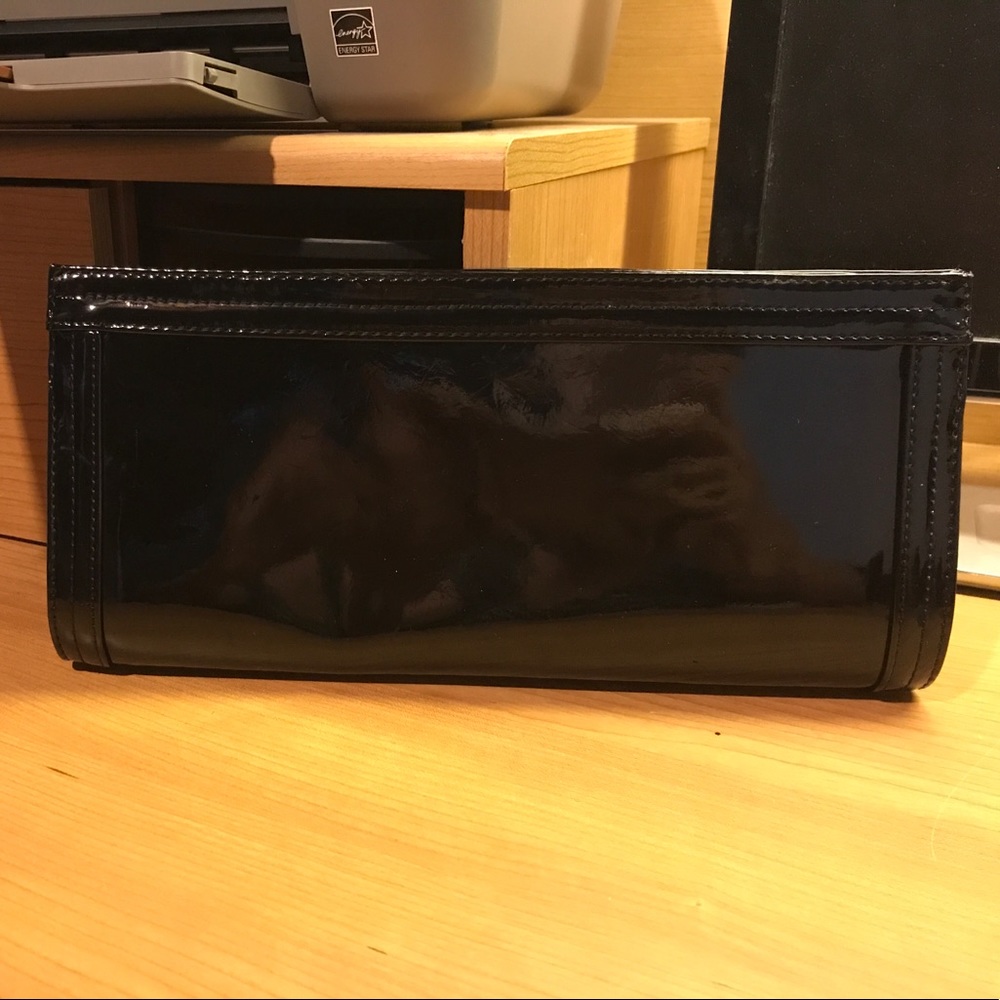 Aldo black shiny clutch