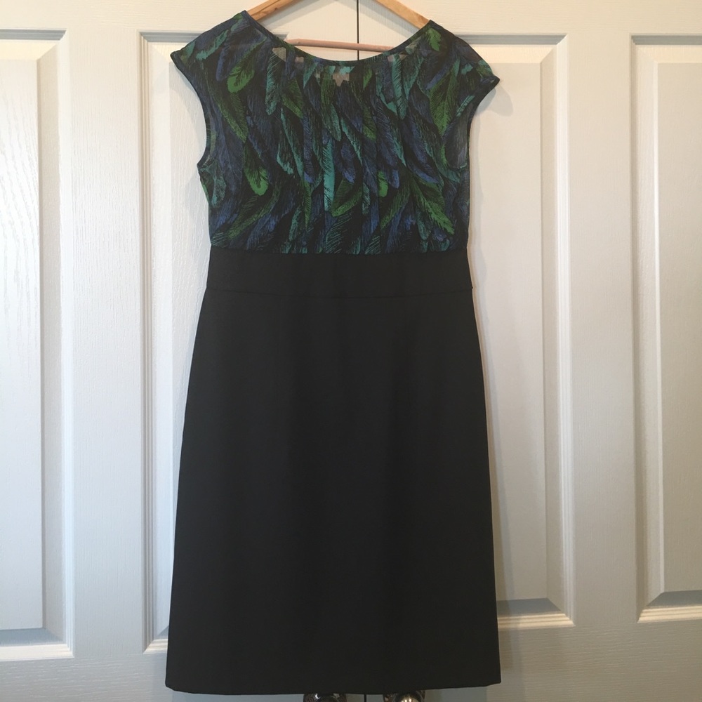 Blue green medley two tone dress
