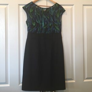 Blue green medley two tone dress