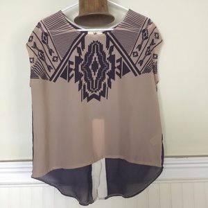 Hi-Low Blouse with Faux Button Detailing