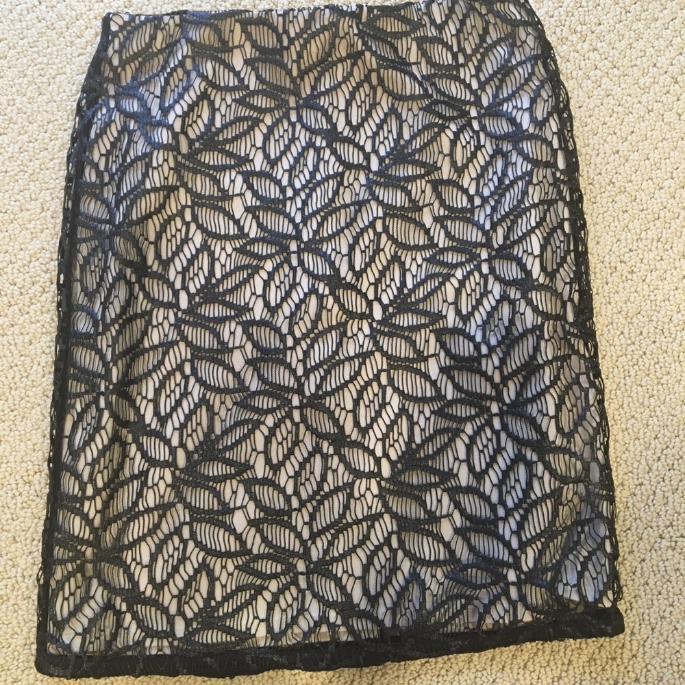 Ann Taylor black and nude knee length skirt