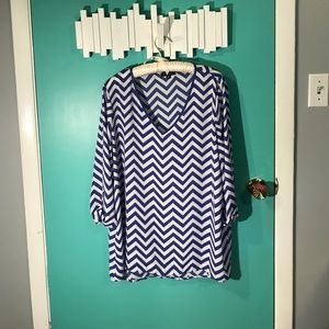 Blue and White Chevron Tunic