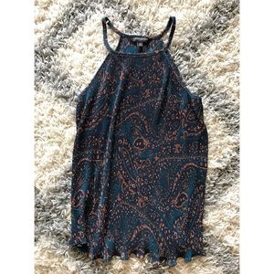Pleated patterned tank top