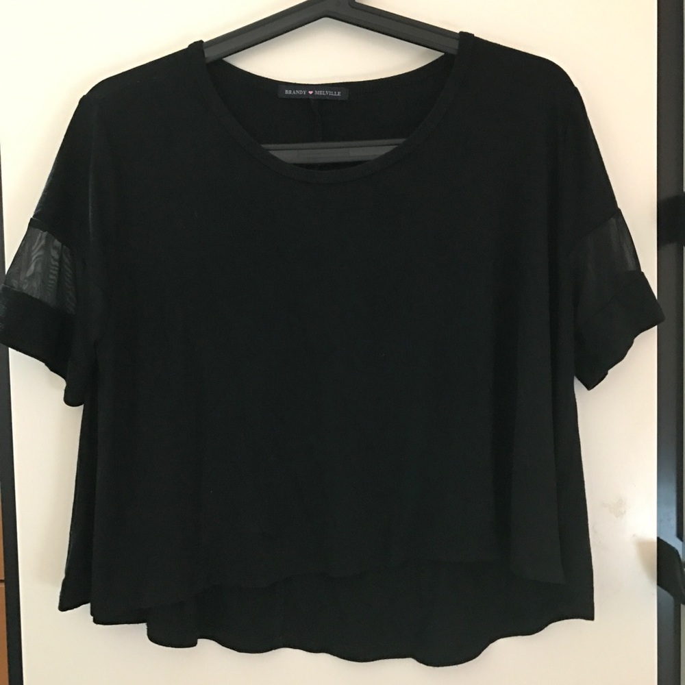 Brandy Melville Mesh Sleeves Black Top