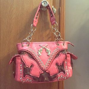 Pink and camo purse