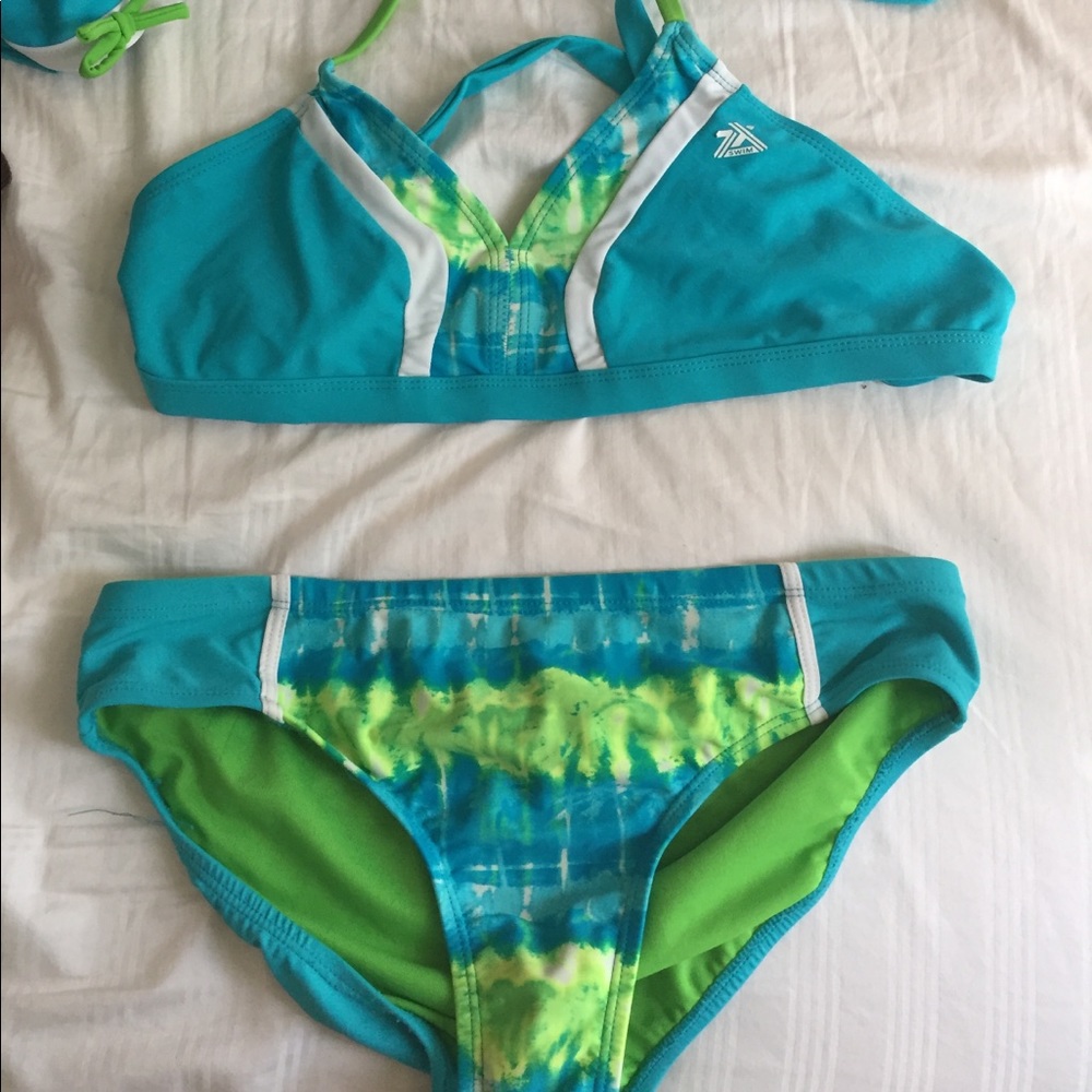 ZEROXPOSUR blue and green two piece w/ skirt