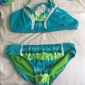 ZEROXPOSUR blue and green two piece w/ skirt