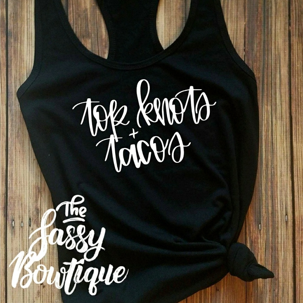 Top Knots & Tacos racerback workout tank