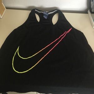 Black nike sleeveless shirt w/ colorful neon logo