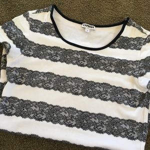 Express scoop peck lace graphic tee