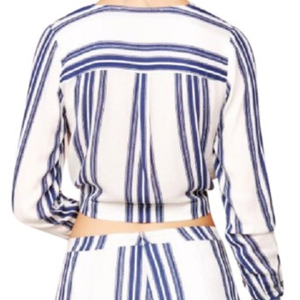 Carmine navy striped crop top