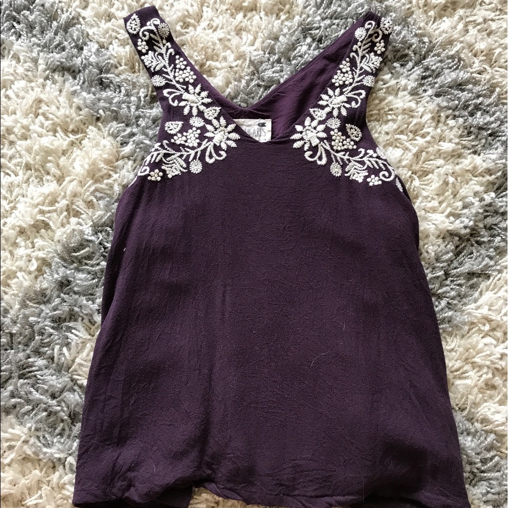 Purple tank top with embroidery