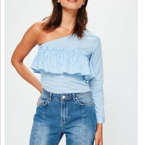 *SUPER TRENDY* One shoulder frill crop top