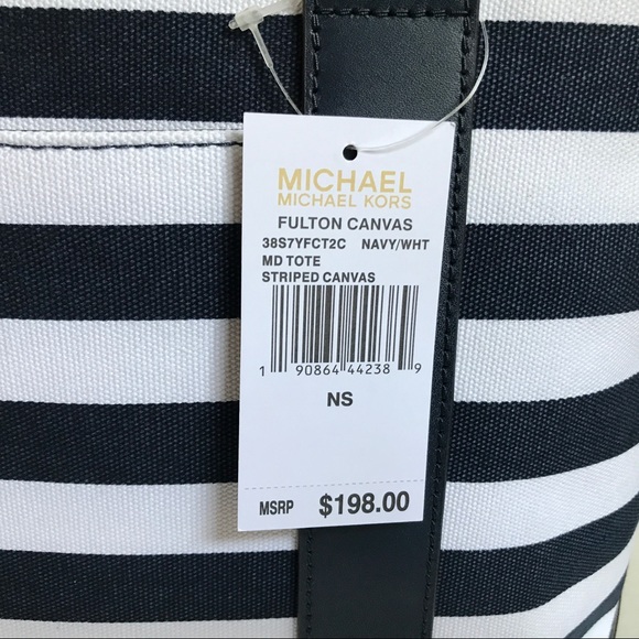 🔥Michael Kors Blue & White Canvas/Leather Tote - Picture 2 of 4
