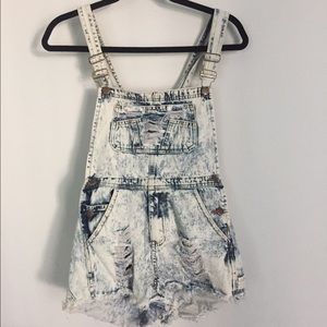 Distressed denim overalls (New without tags)