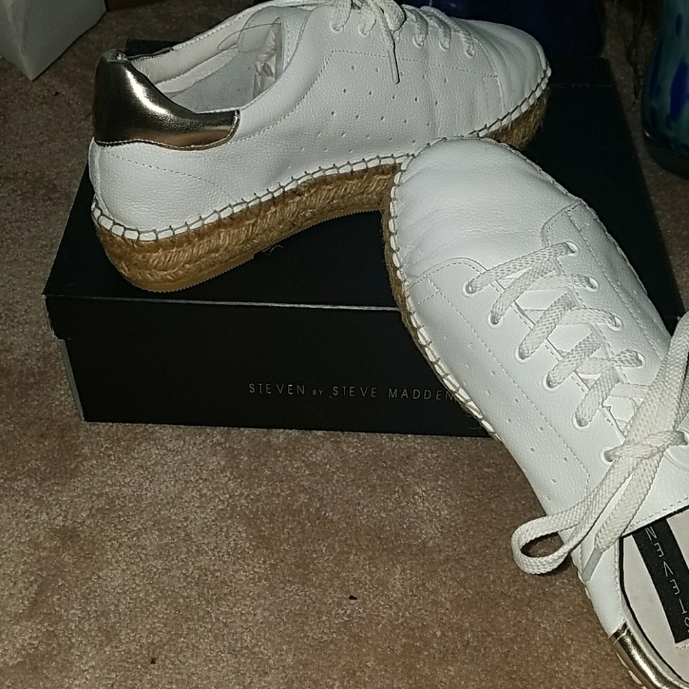 Steven by Steve Madden White Calfskin Platforms