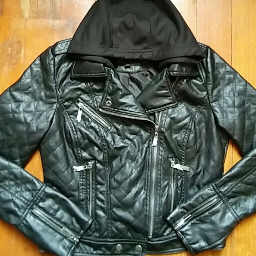 Black Faux Leather Biker Jacket