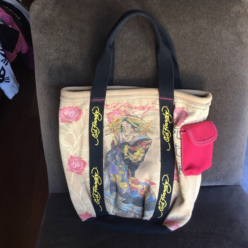 Ed hardy canvas tote bag