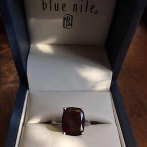 Garnet cocktail ring in 14k white gold