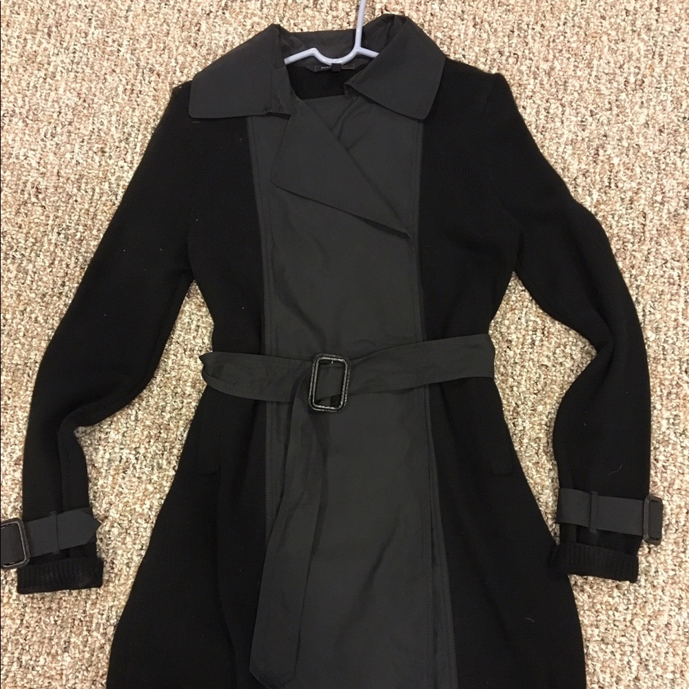BCBG Black Knit trench coat