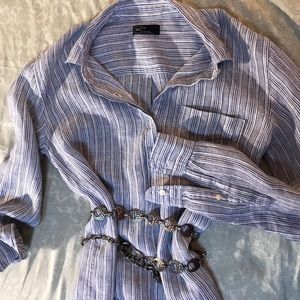 Breezy Gap Linen Popover Blouse
