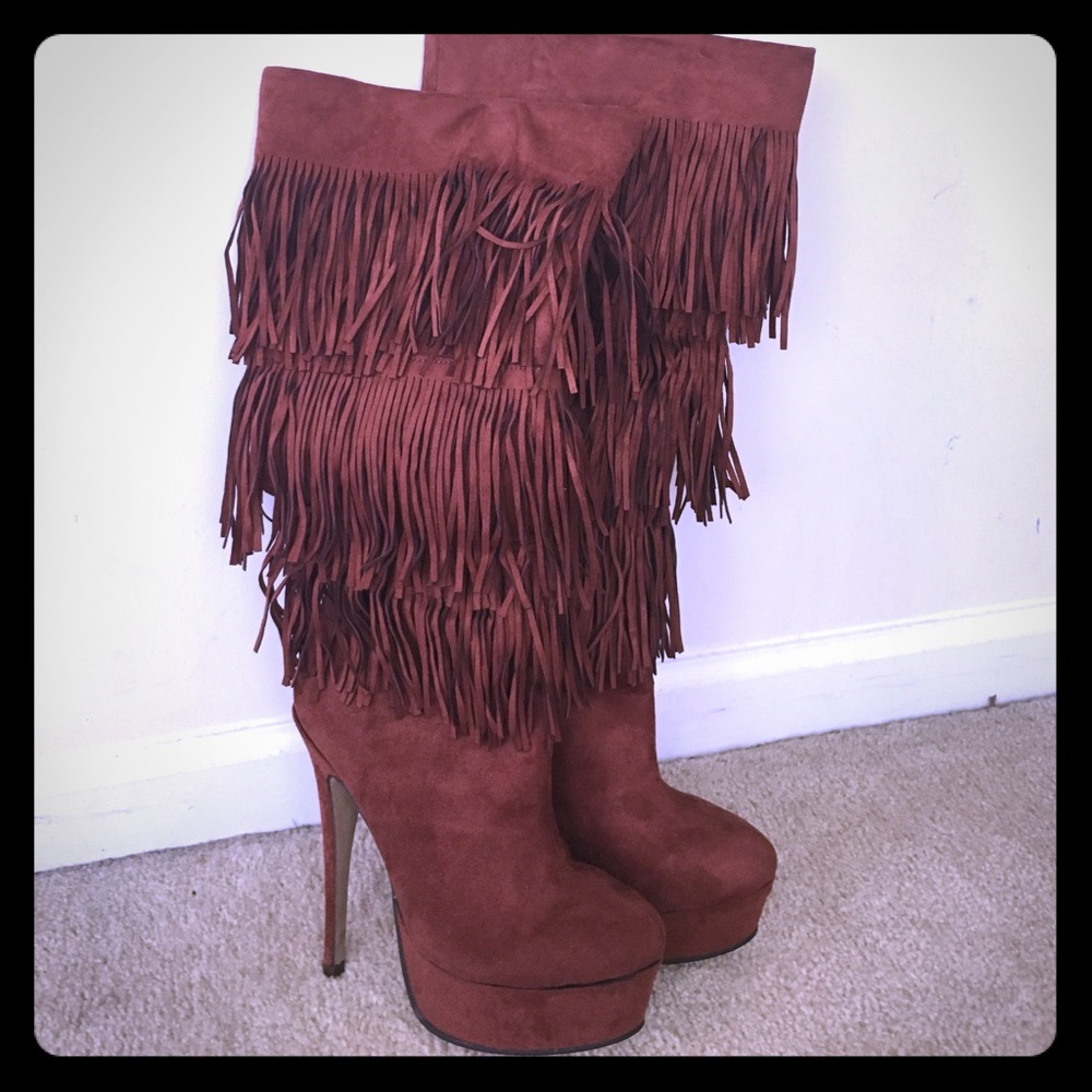Tall Fringe Boots