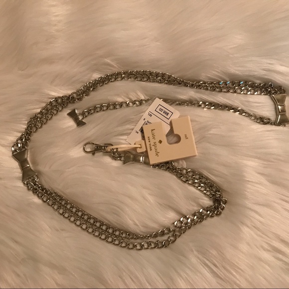 kate spade Accessories - Kate Spade Silver Tone Chain Belt With Bow Accent