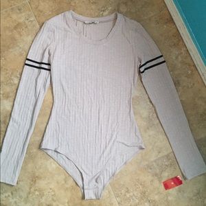 Tan Ribbed Long Sleeve Bodysuit