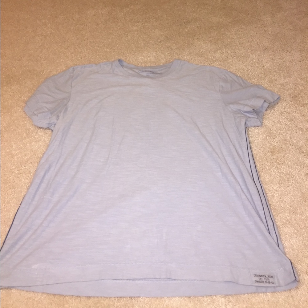 Light blue Calvin Klein tshirt with navy stripe