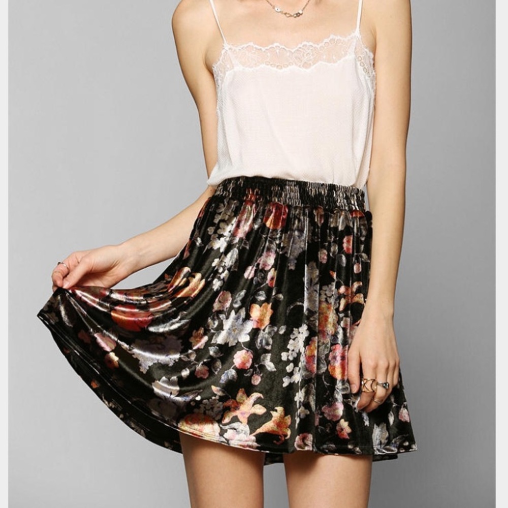 Crushed Velvet Floral Circle Skirt