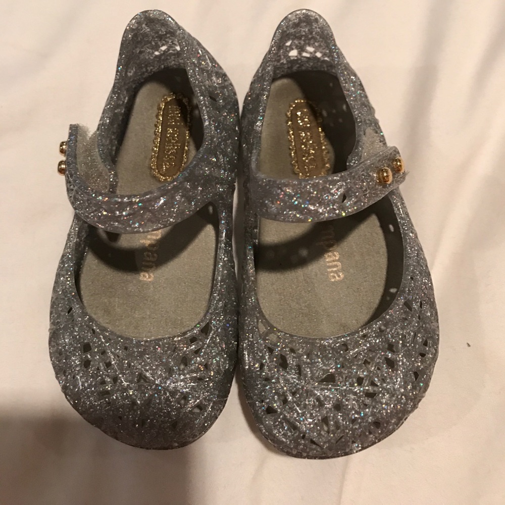 Mini Melissa Mini Campana zigzag silver shoes