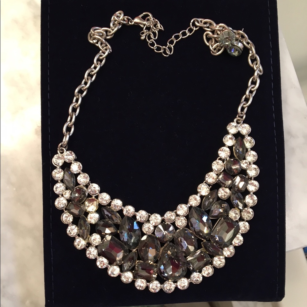 Rhinestone Bib Statement Necklace with Earrings
